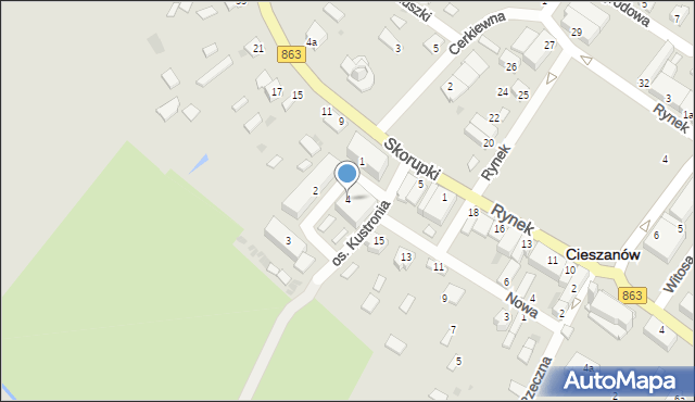 Cieszanów, Osiedle Kustronia, 4, mapa Cieszanów