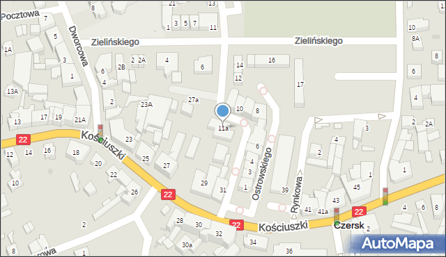 Czersk, Ostrowskiego Józefa, 11a, mapa Czersk