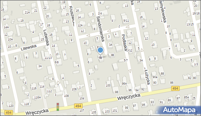 Częstochowa, Oświęcimska, 5B, mapa Częstochowy