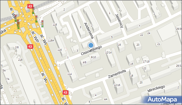 Częstochowa, Ossowskiego Michała, 10, mapa Częstochowy