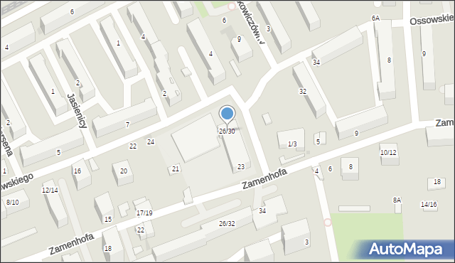 Częstochowa, Ossowskiego Michała, 26/30, mapa Częstochowy