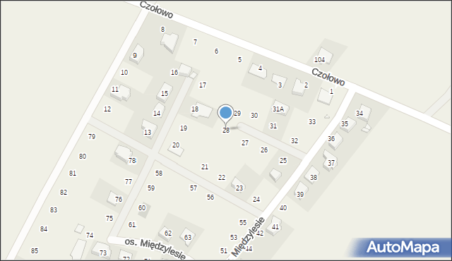 Czołowo, Osiedle Międzylesie, 28, mapa Czołowo