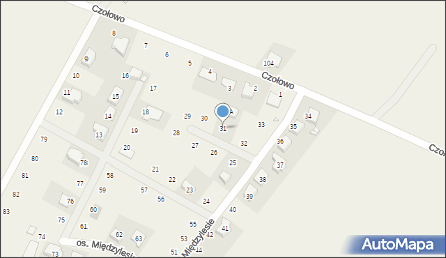 Czołowo, Osiedle Międzylesie, 31, mapa Czołowo