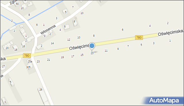 Czułówek, Oświęcimska, 13, mapa Czułówek
