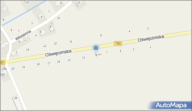 Czułówek, Oświęcimska, 9, mapa Czułówek