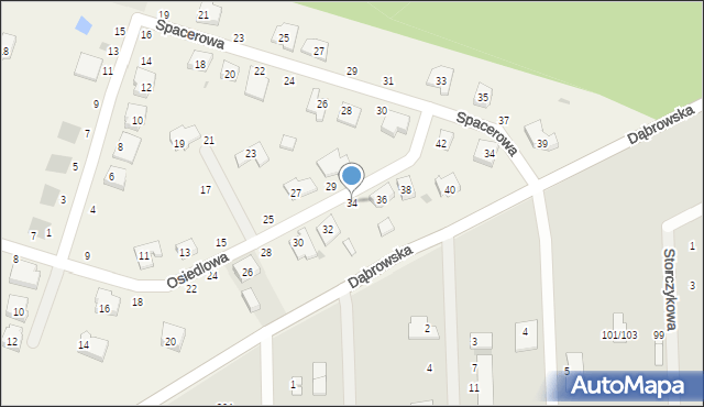 Dąbrowa, Osiedlowa, 34, mapa Dąbrowa