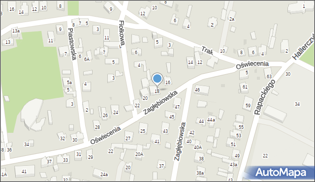 Dąbrowa Górnicza, Oświecenia, 18, mapa Dąbrowa Górnicza