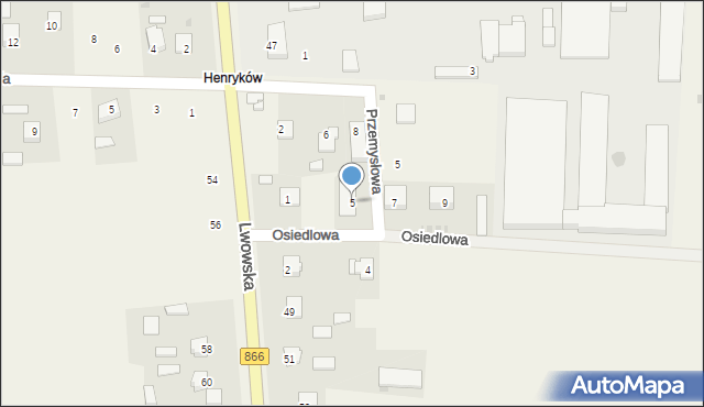 Dachnów, Osiedlowa, 5, mapa Dachnów