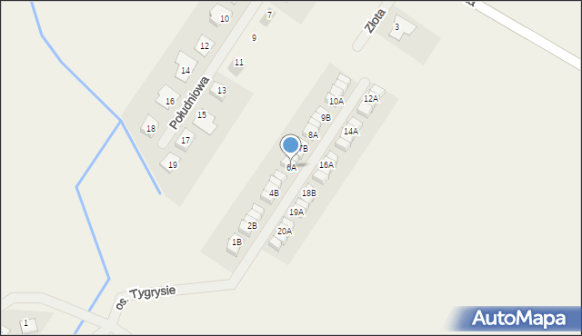 Dachowa, Osiedle Tygrysie, 6A, mapa Dachowa