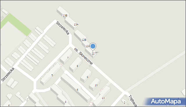 Debrzno, Osiedle Słoneczne, 11, mapa Debrzno