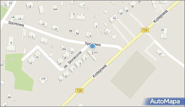 Drzewica, Osiedle Słoneczne, 1, mapa Drzewica