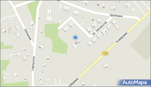 Drzewica, Osiedle Słoneczne, 11a, mapa Drzewica