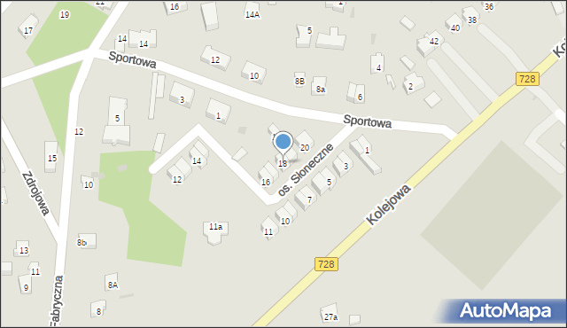 Drzewica, Osiedle Słoneczne, 18, mapa Drzewica