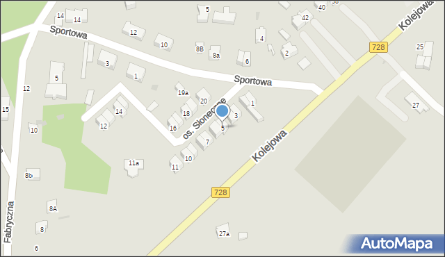 Drzewica, Osiedle Słoneczne, 5, mapa Drzewica