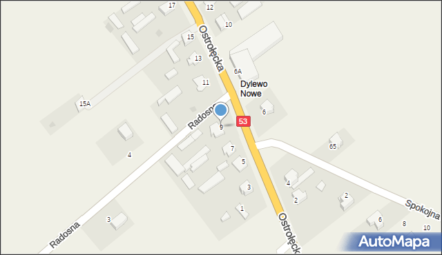Dylewo, Ostrołęcka, 9, mapa Dylewo