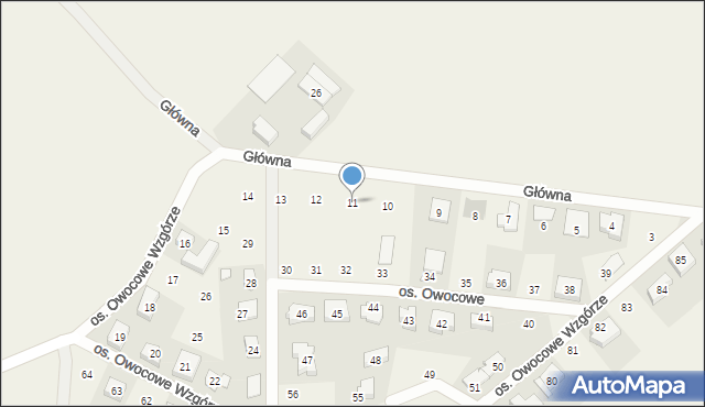 Dziećmierowo, Osiedle Owocowe Wzgórze, 11, mapa Dziećmierowo