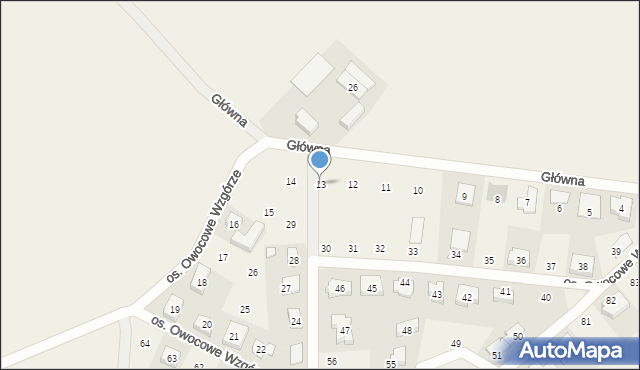 Dziećmierowo, Osiedle Owocowe Wzgórze, 13, mapa Dziećmierowo