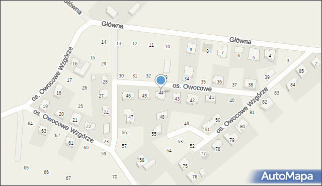 Dziećmierowo, Osiedle Owocowe Wzgórze, 44, mapa Dziećmierowo