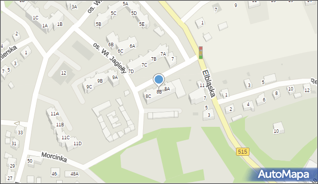 Dzierzgoń, Osiedle Króla Władysława Jagiełły, 8B, mapa Dzierzgoń