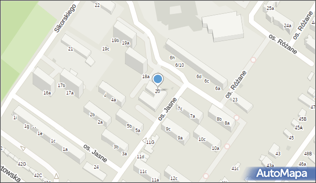 Dzierżoniów, Osiedle Jasne, 20, mapa Dzierżoniów