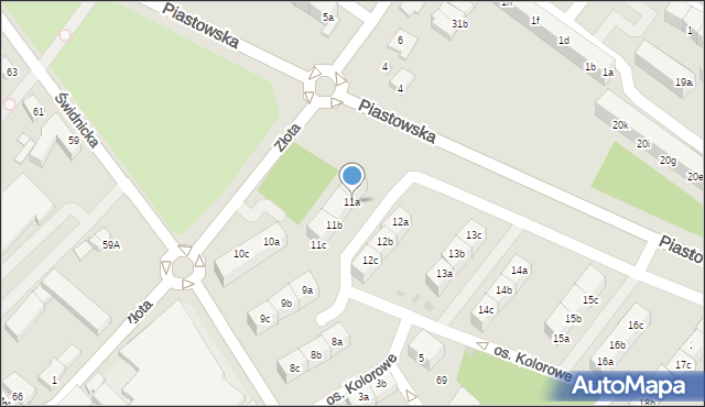 Dzierżoniów, Osiedle Kolorowe, 11a, mapa Dzierżoniów