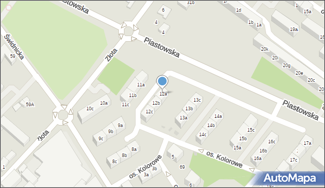 Dzierżoniów, Osiedle Kolorowe, 12a, mapa Dzierżoniów