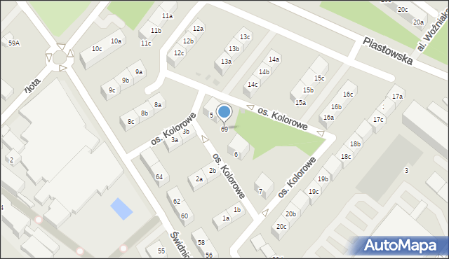 Dzierżoniów, Osiedle Kolorowe, 69, mapa Dzierżoniów