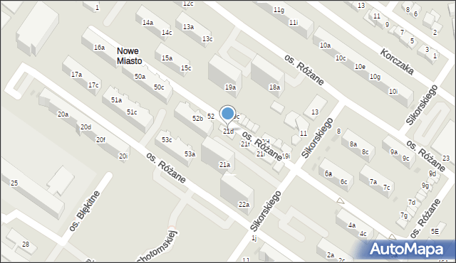 Dzierżoniów, Osiedle Różane, 21d, mapa Dzierżoniów