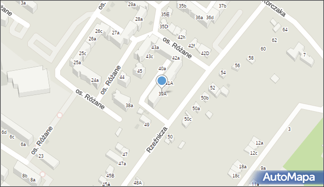Dzierżoniów, Osiedle Różane, 39A, mapa Dzierżoniów