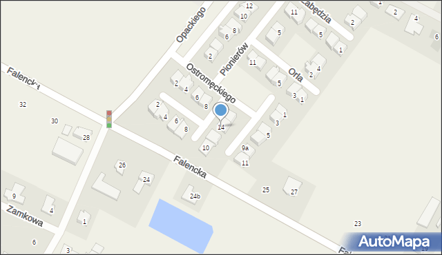 Falenty, Ostromęckiego J., 14, mapa Falenty