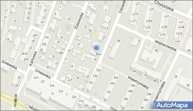 Gdynia, Osowska, 14A, mapa Gdyni