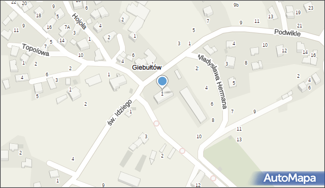 Giebułtów, Osiedle Szkolne, 1, mapa Giebułtów