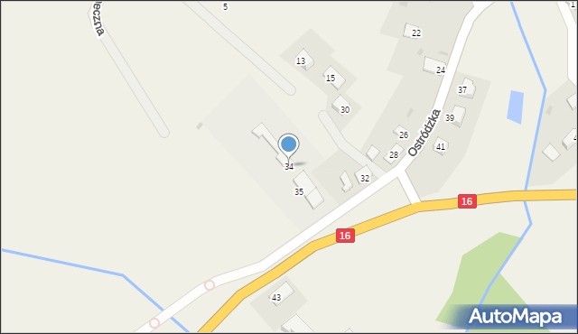 Gietrzwałd, Ostródzka, 34, mapa Gietrzwałd