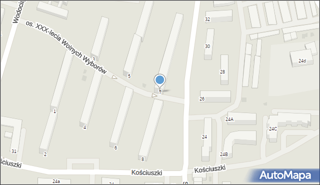 Giżycko, Osiedle XXX-lecia Wolnych Wyborów, 7, mapa Giżycko