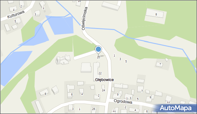 Głębowice, Oświęcimska, 20, mapa Głębowice