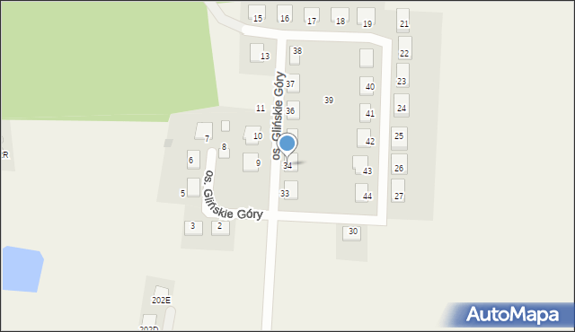 Glinno, Osiedle Glińskie Góry, 34, mapa Glinno
