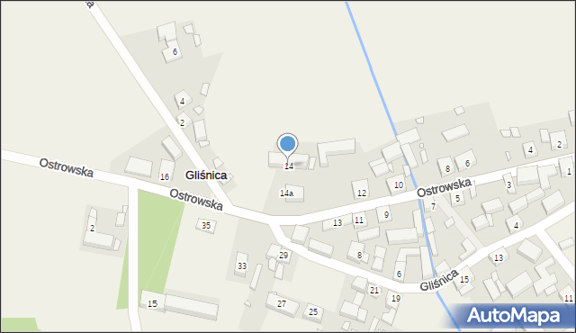 Gliśnica, Ostrowska, 14, mapa Gliśnica