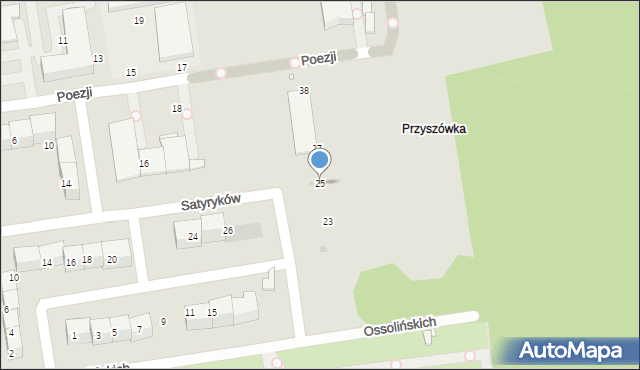 Gliwice, Ossolińskich, 25, mapa Gliwic