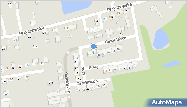 Gliwice, Ossolińskich, 56, mapa Gliwic