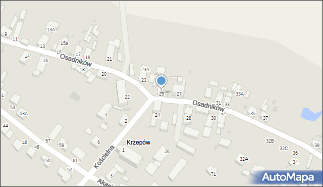Głogów, Osadników, 25, mapa Głogów