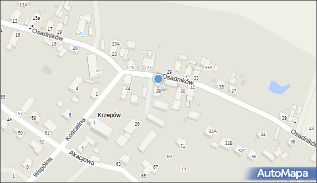 Głogów, Osadników, 28, mapa Głogów