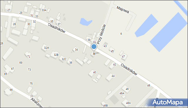 Głogów, Osadników, 38, mapa Głogów