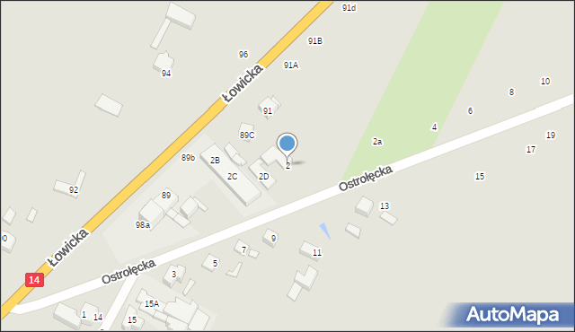 Głowno, Ostrołęcka, 2, mapa Głowno