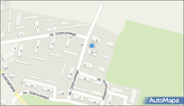 Głuchowo, Osiedle Dobruckiego Kazimierza, 11, mapa Głuchowo