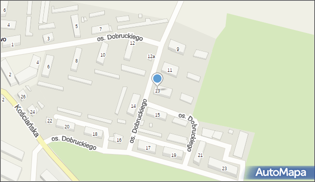 Głuchowo, Osiedle Dobruckiego Kazimierza, 13, mapa Głuchowo