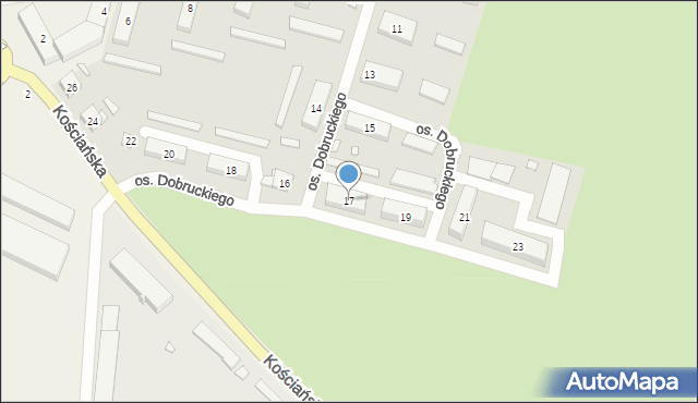 Głuchowo, Osiedle Dobruckiego Kazimierza, 17, mapa Głuchowo