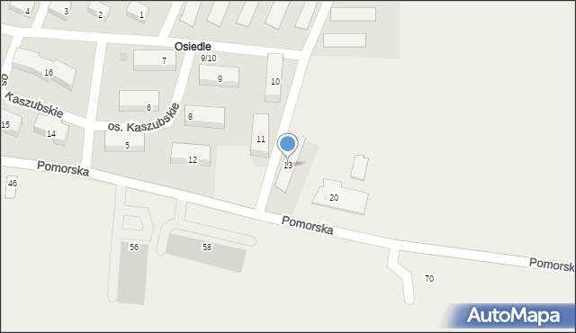 Gniewino, Osiedle Kaszubskie, 13, mapa Gniewino