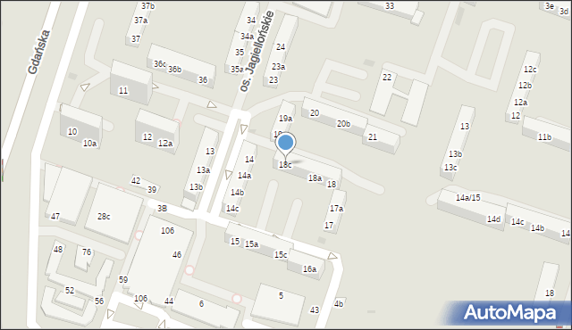 Gniezno, Osiedle Jagiellońskie, 18c, mapa Gniezna