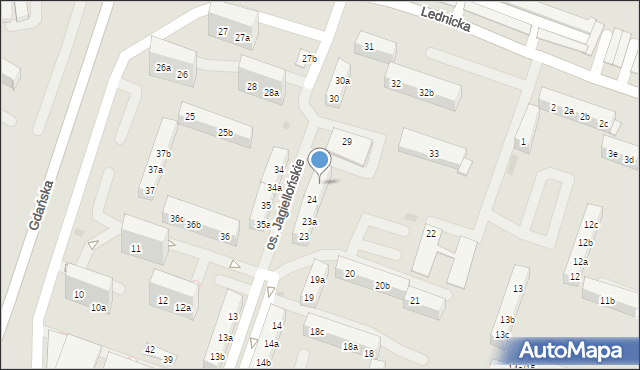Gniezno, Osiedle Jagiellońskie, 24a, mapa Gniezna