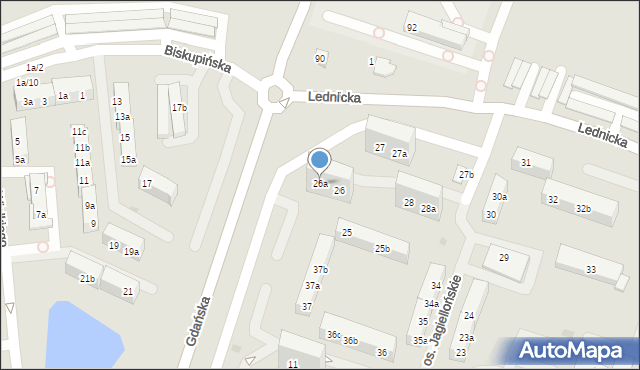 Gniezno, Osiedle Jagiellońskie, 26a, mapa Gniezna
